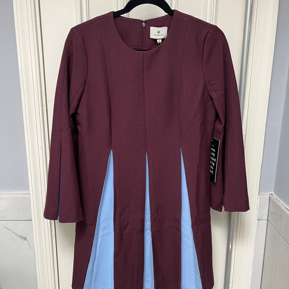 Tuckernuck NWT Merlot & Blue Pleated Dress